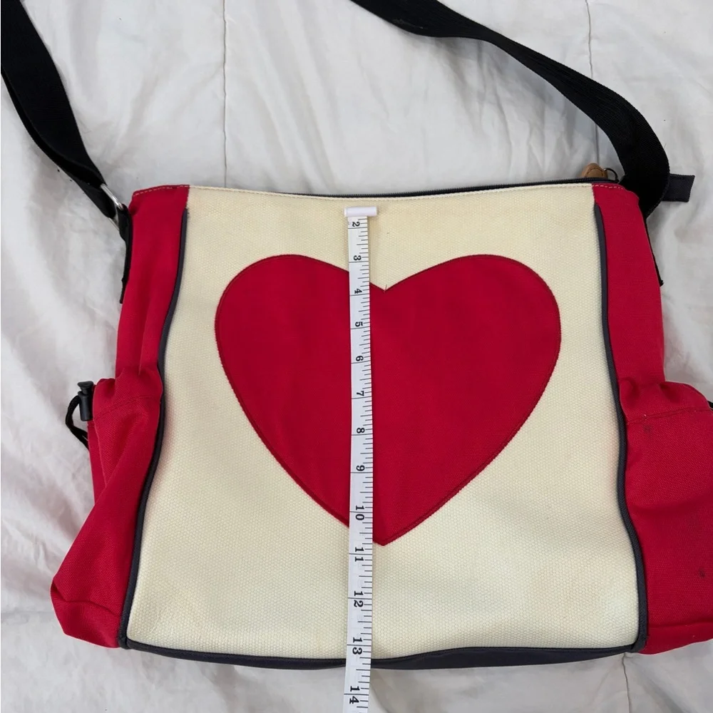 DANTE BEATRIX NYC- Cream and red heart tote diaper bag